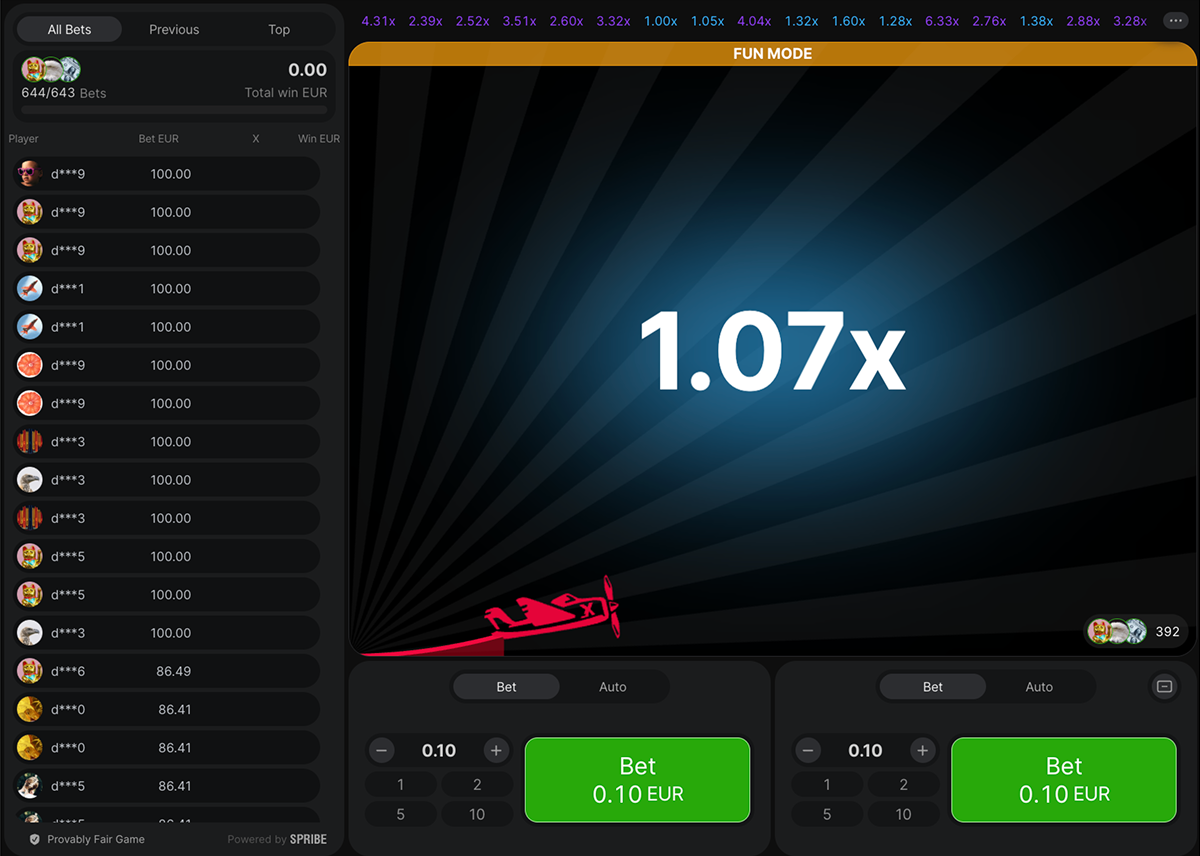 Practice in Aviator Demo